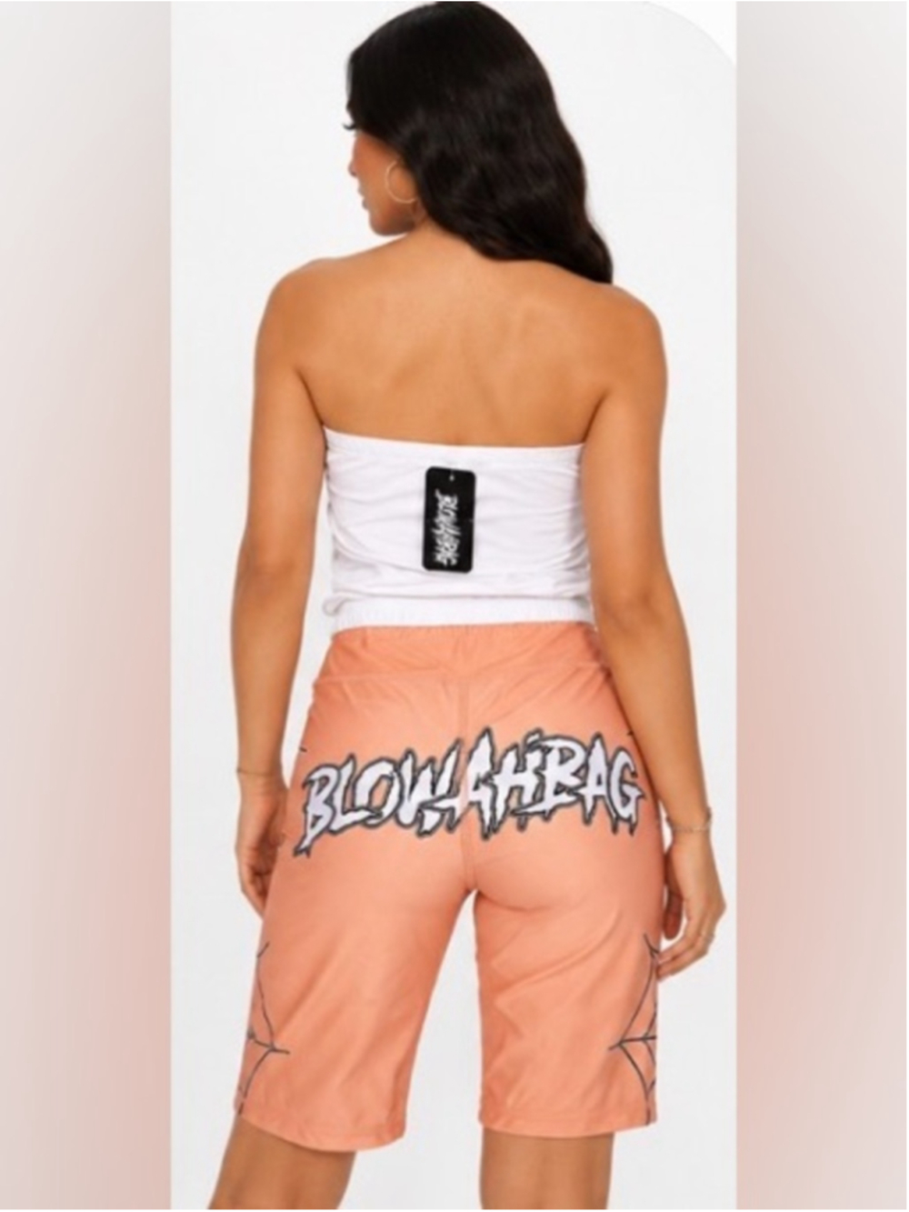 Blowahbag 2 Piece Set White Tube Top Peach (M) or blue (L) biker shorts - Picture 6 of 12